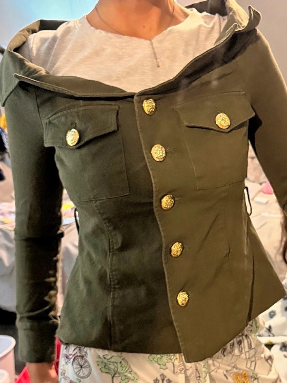 Boston Proper Olive Utility Jacket Size 6